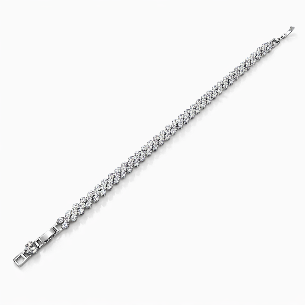 Silver Tone CZ Tennis Bracelet 18+2 cm, 6mm Crystal