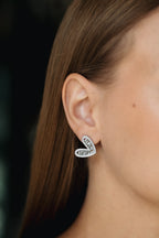 Silver Crystal Heart Stud Earrings 2cm