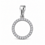 White & Gold Plated Circle CZ Jewelry Set – Leverback Earrings & Pendant
