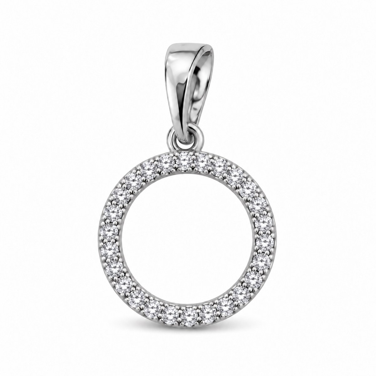 White & Gold Plated Circle CZ Jewelry Set – Leverback Earrings & Pendant
