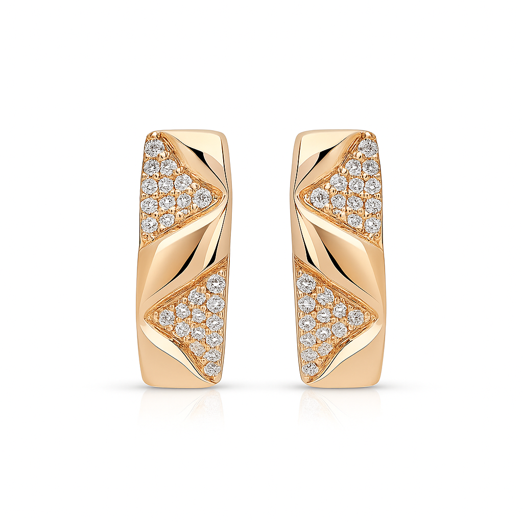 Rose Gold Plated Hoop Earrings with Cubic Zirconia