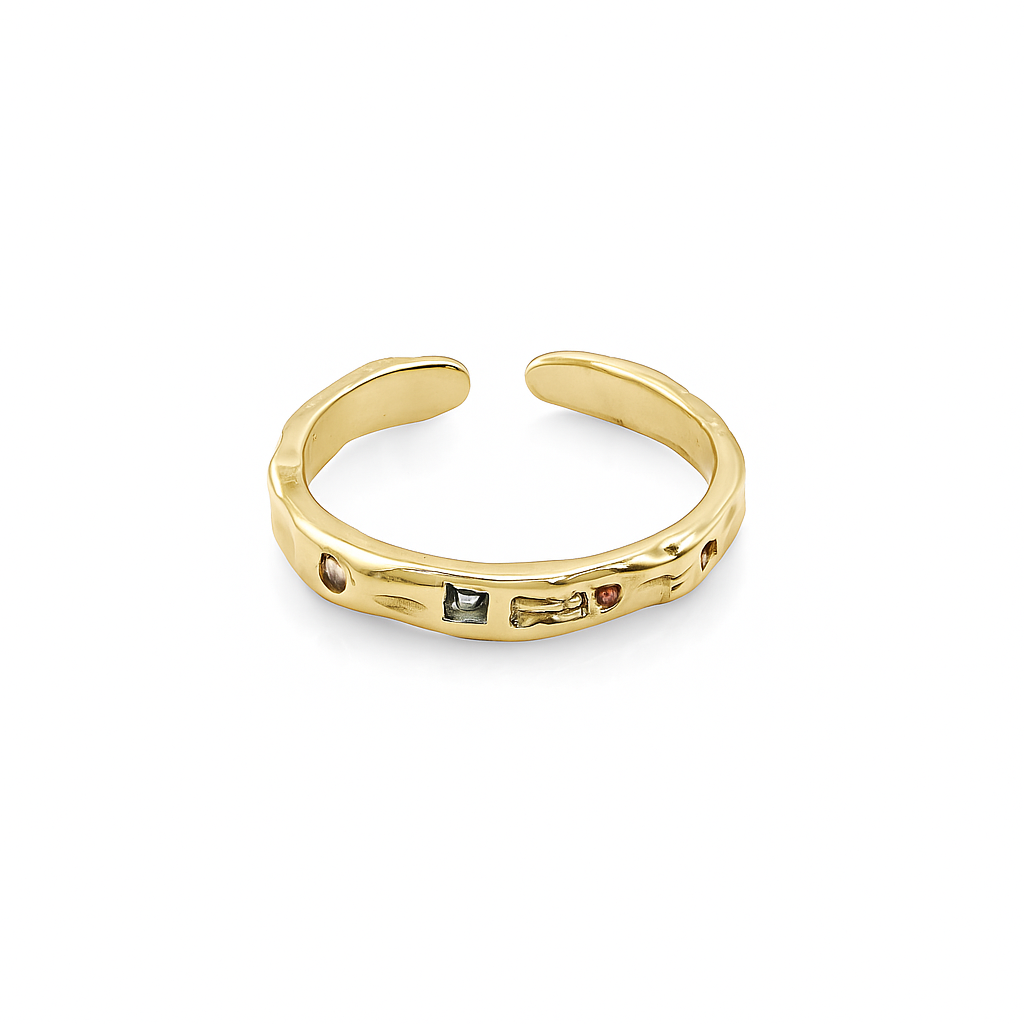 Adjustable Gold Plated Ring – 14K Minimalist Band for Women