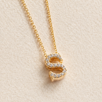 Personalized Initial Letter Necklace in 925 Sterling Silver | Gold Plated CZ Alphabet Pendant | 40+5 cm