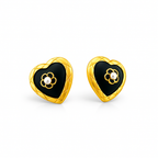 Gold Plated Heart Stud Earrings with Matte Finish, 2 × 2 cm
