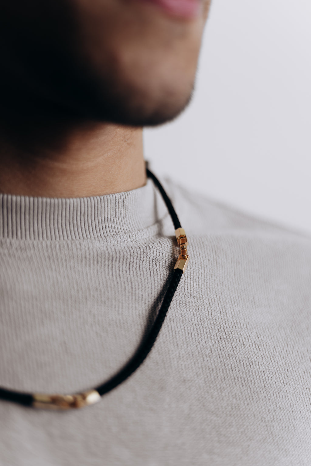 Rose Gold Plated Silk Cord Necklace – Hypoallergenic Rope Chain Necklace 60 cm / 23.6”