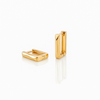 Rectangular Hoop Earrings, Rose Gold or White Gold Plated, 1.5 cm