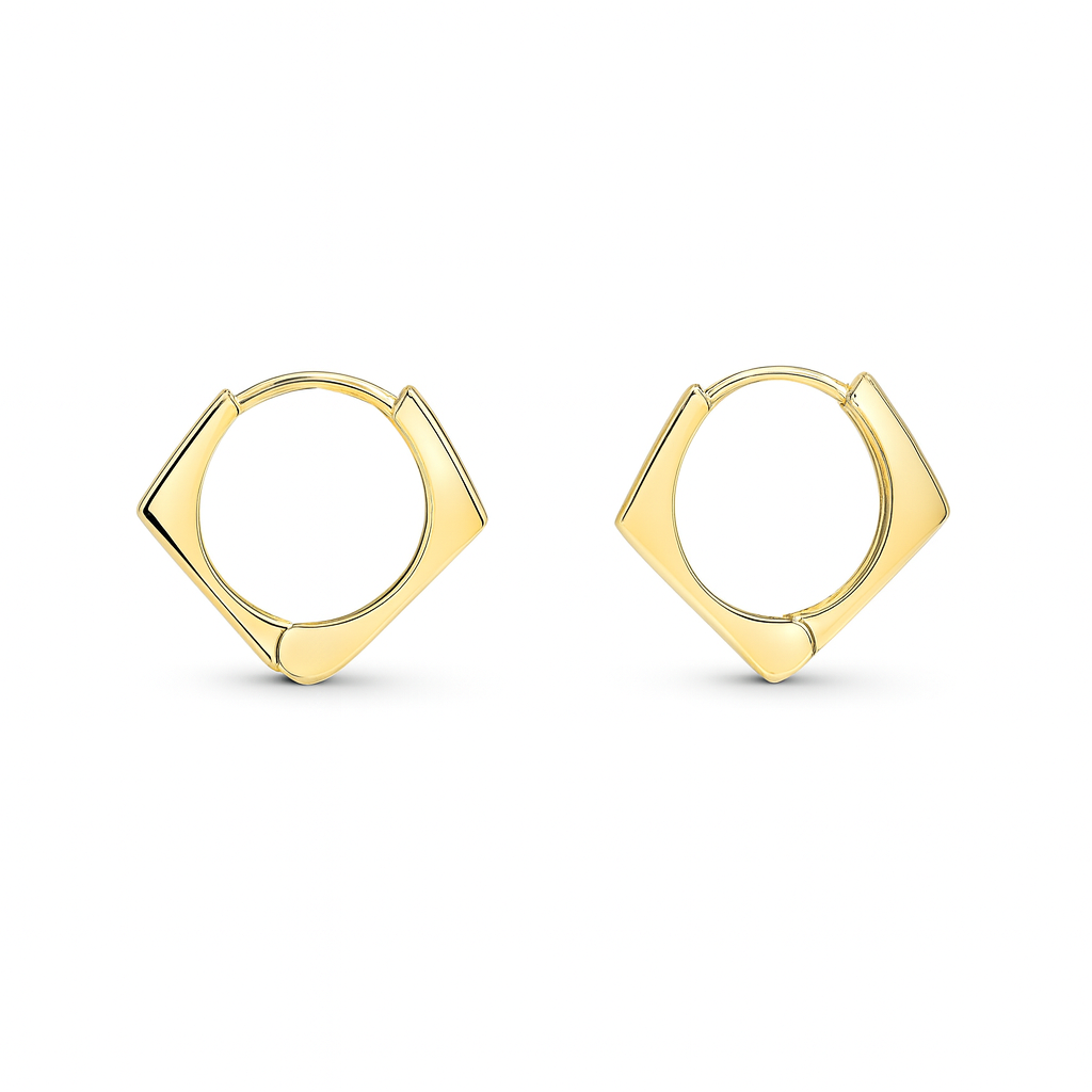 Geometric Hoop Earrings, Gold Plated Brass, 1.6 cm