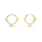 Geometric Hoop Earrings, Gold Plated Brass, 1.6 cm