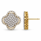 Radiant Bloom Halo Stud Earrings – Gold or White Gold Plated, 18 mm