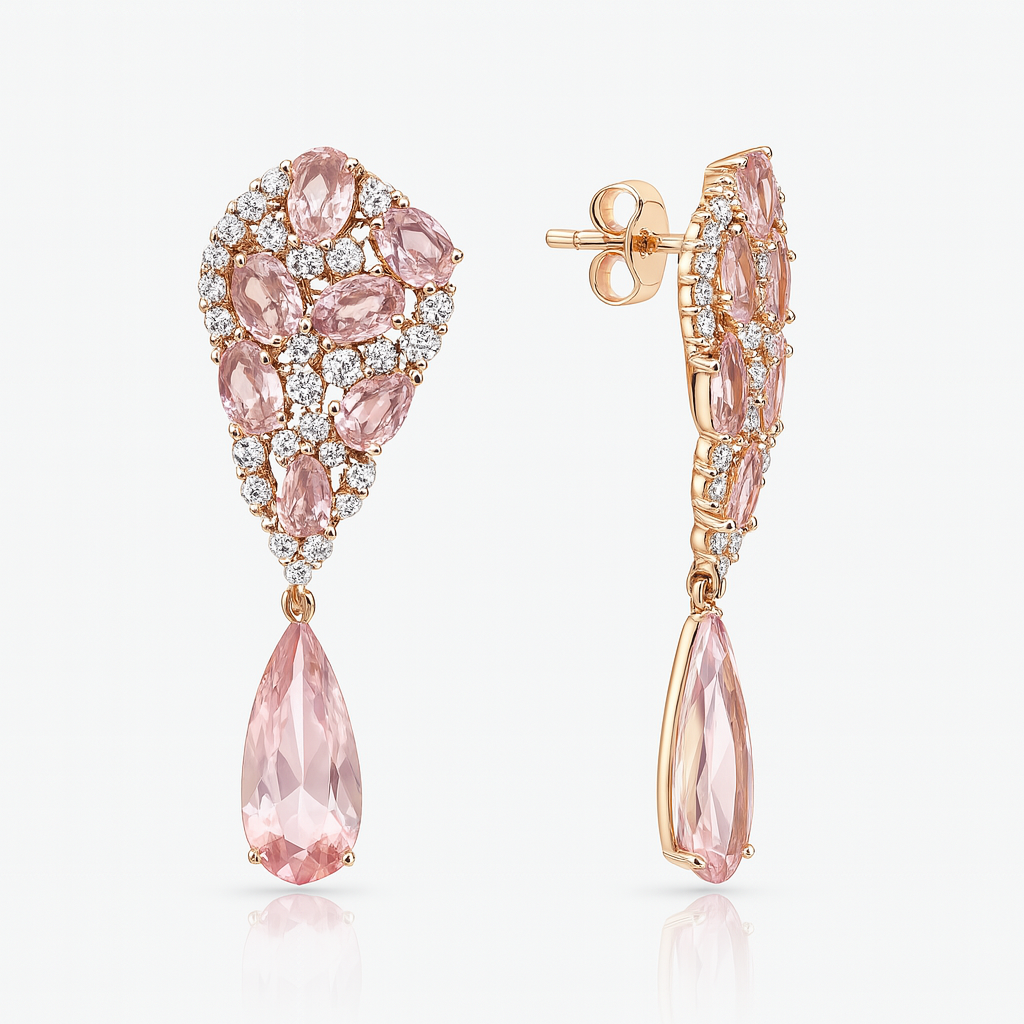 Gold Plated Drop Earrings with Pink or Clear Cubic Zirconia