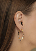 Gold Plated CZ Ear Jacket Earrings | Double Curve Studs
