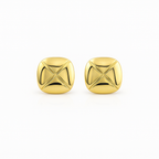 Square Stud Earrings, Gold or White Gold Plated, 1.5 cm