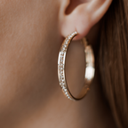 CZ Hoop Earrings | Gold Plated Hoops with Sterling Silver Post 4 cm