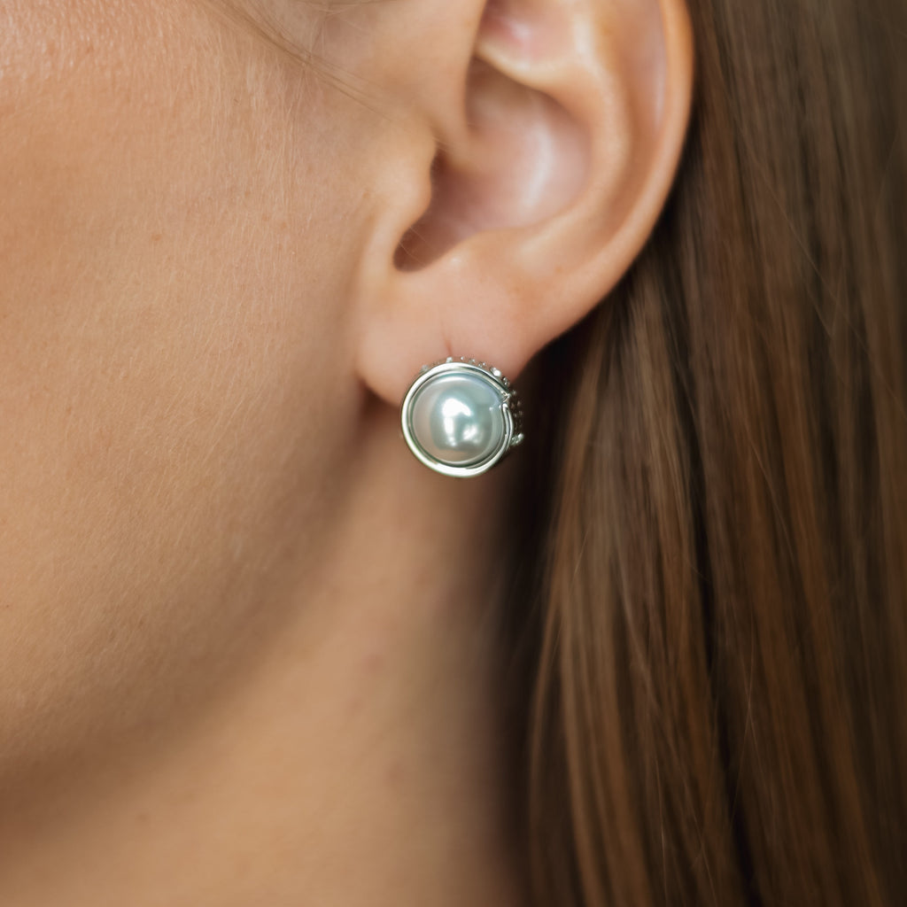 Sterling Silver Post Pearl Stud Earrings 1cm