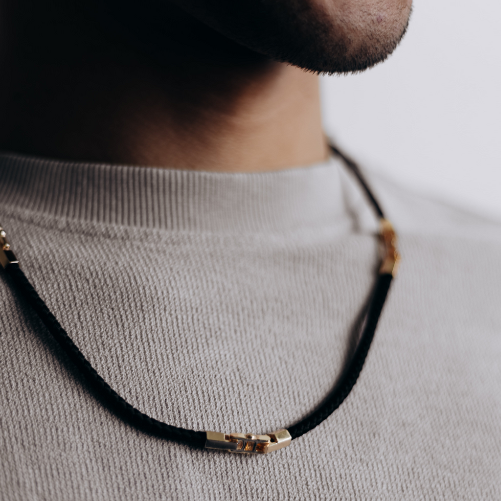 Rose Gold Plated Silk Cord Necklace – Hypoallergenic Rope Chain Necklace 60 cm / 23.6”