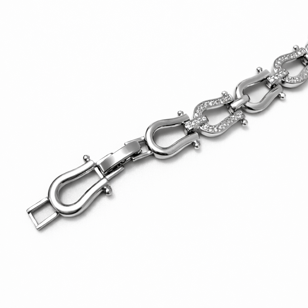 Rhodium Plated CZ Link Chain Bracelet – Statement Style