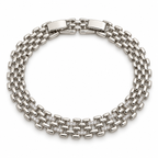 Woven Link CZ Bracelet – White Gold Plated Brass, 9 mm