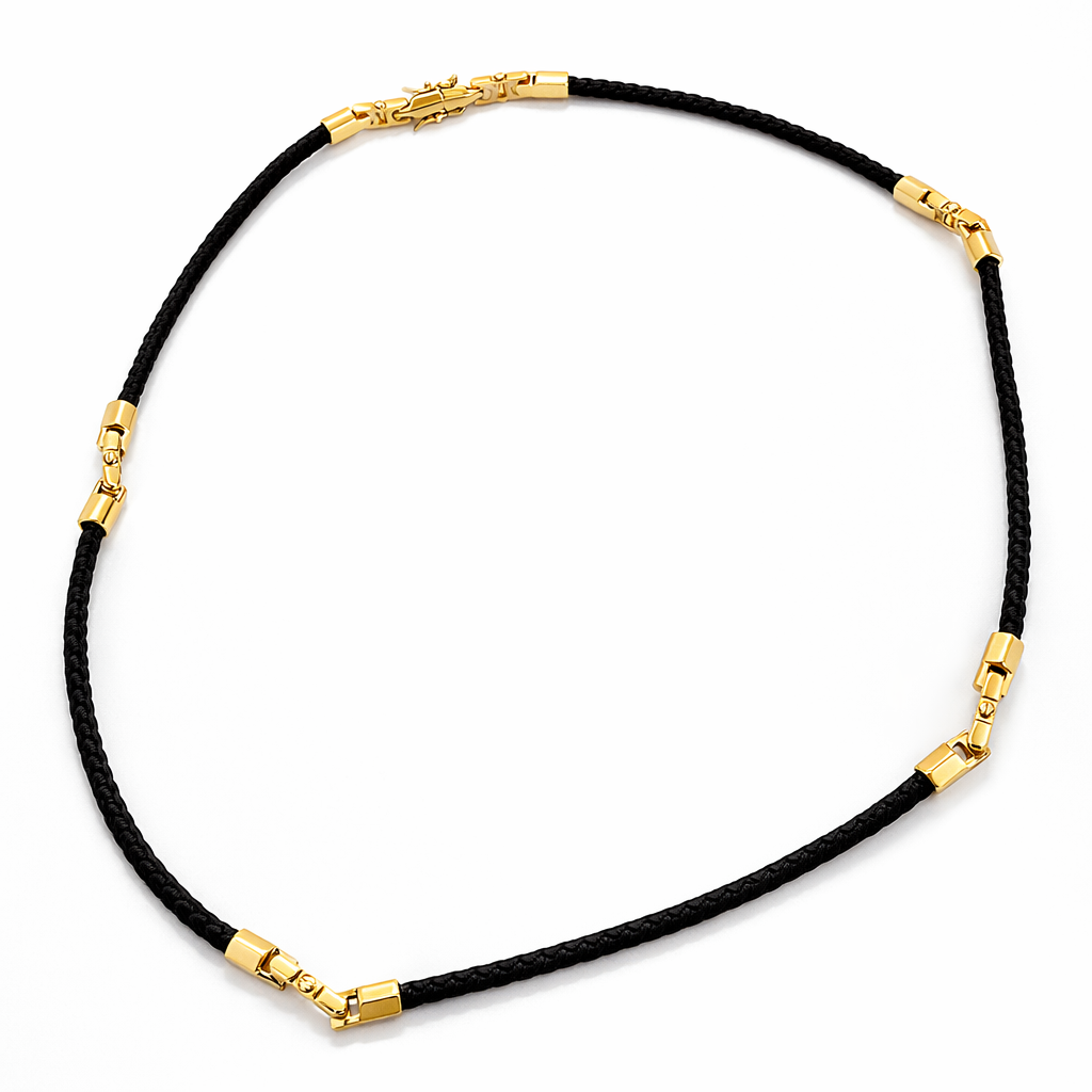 Rose Gold Plated Silk Cord Necklace – Hypoallergenic Rope Chain Necklace 60 cm / 23.6”