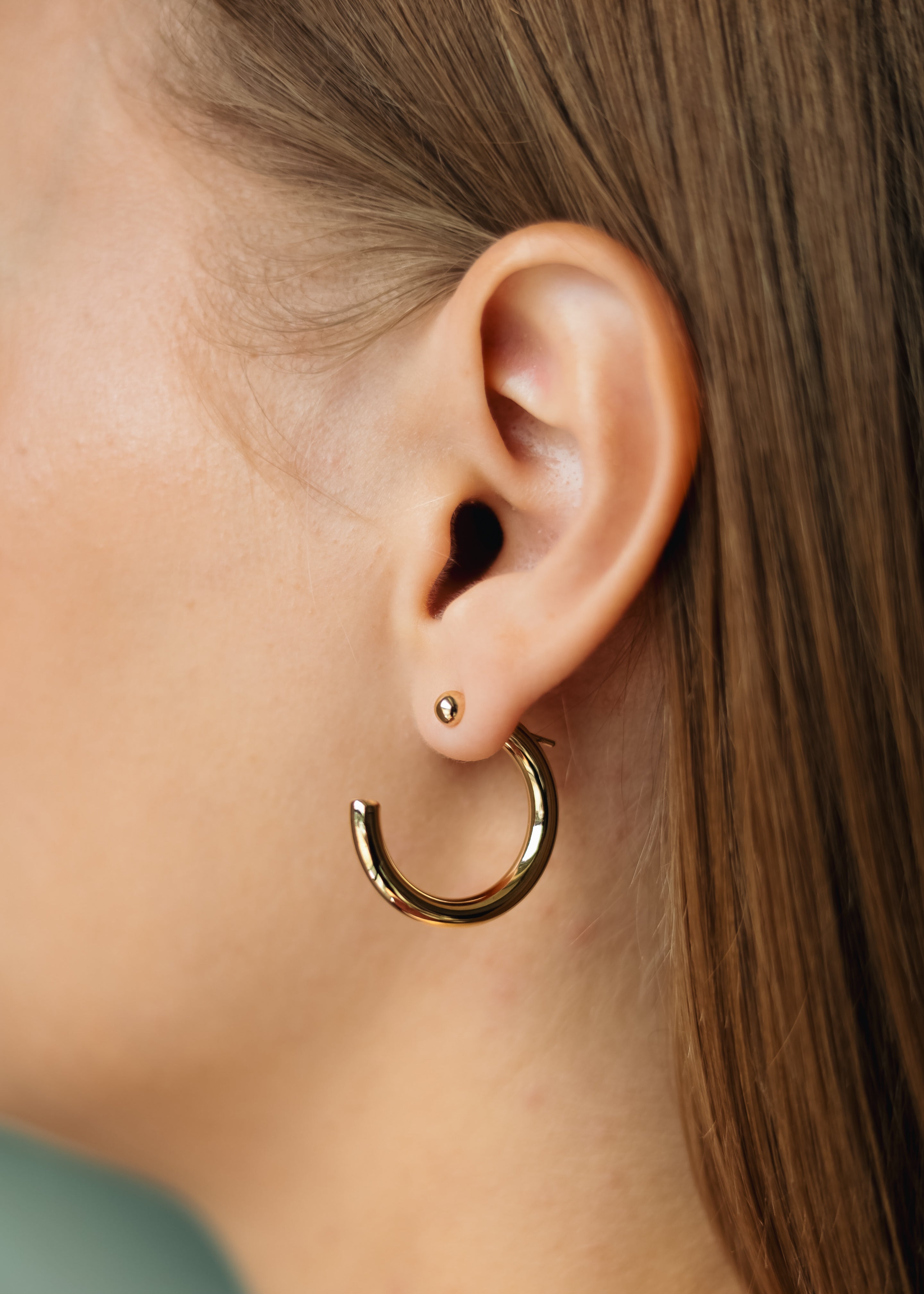 Gold Plated / White Gold Plated Open Hoop Earrings | C Shape