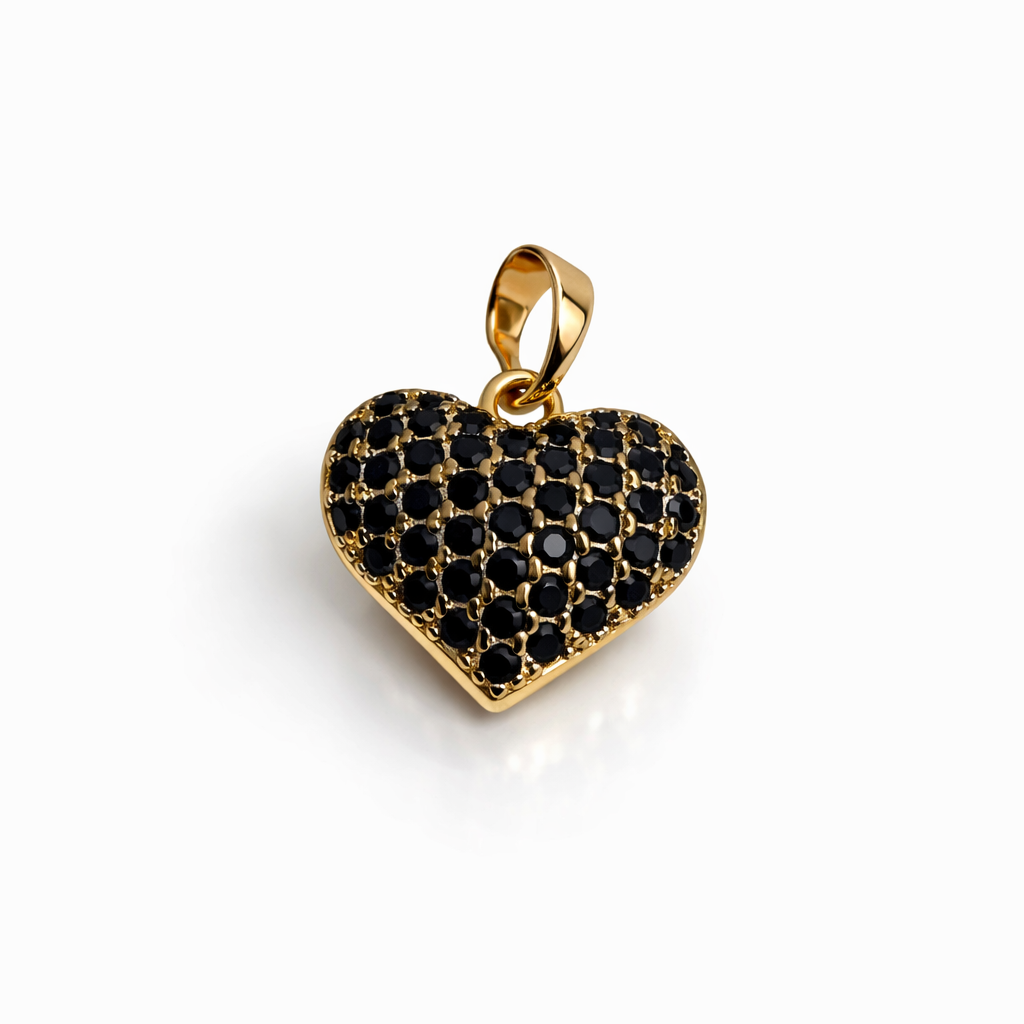 Rose Gold Plated Heart Pendant with CZ Stones – Hypoallergenic Pendant Charm 2 × 1.5 cm