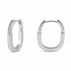 Rectangular Hoop Earrings | Gold or White Gold Plated | Minimalist Hoops 2.6 cm