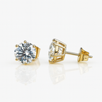 Gold Plated Round CZ Stud Earrings, 8mm, Hypoallergenic Post