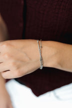 Layered Chain Bracelet – Rhodium Plated, Adjustable 17+3 cm
