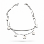 Double Layer Disc Anklet – Stainless Steel, Adjustable 21+5 cm