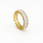 Sedy Jewelry Gold-Plated Eternity Ring with Princess-Cut CZ Stones – Luxury Statement Band
