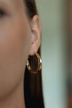 Sedy Jewelry Gold Plated Twisted Hoop Earrings, 30mm Elegant Hoops