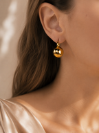 Gold Plated / White Gold Plated Ball Drop Hoop Earrings