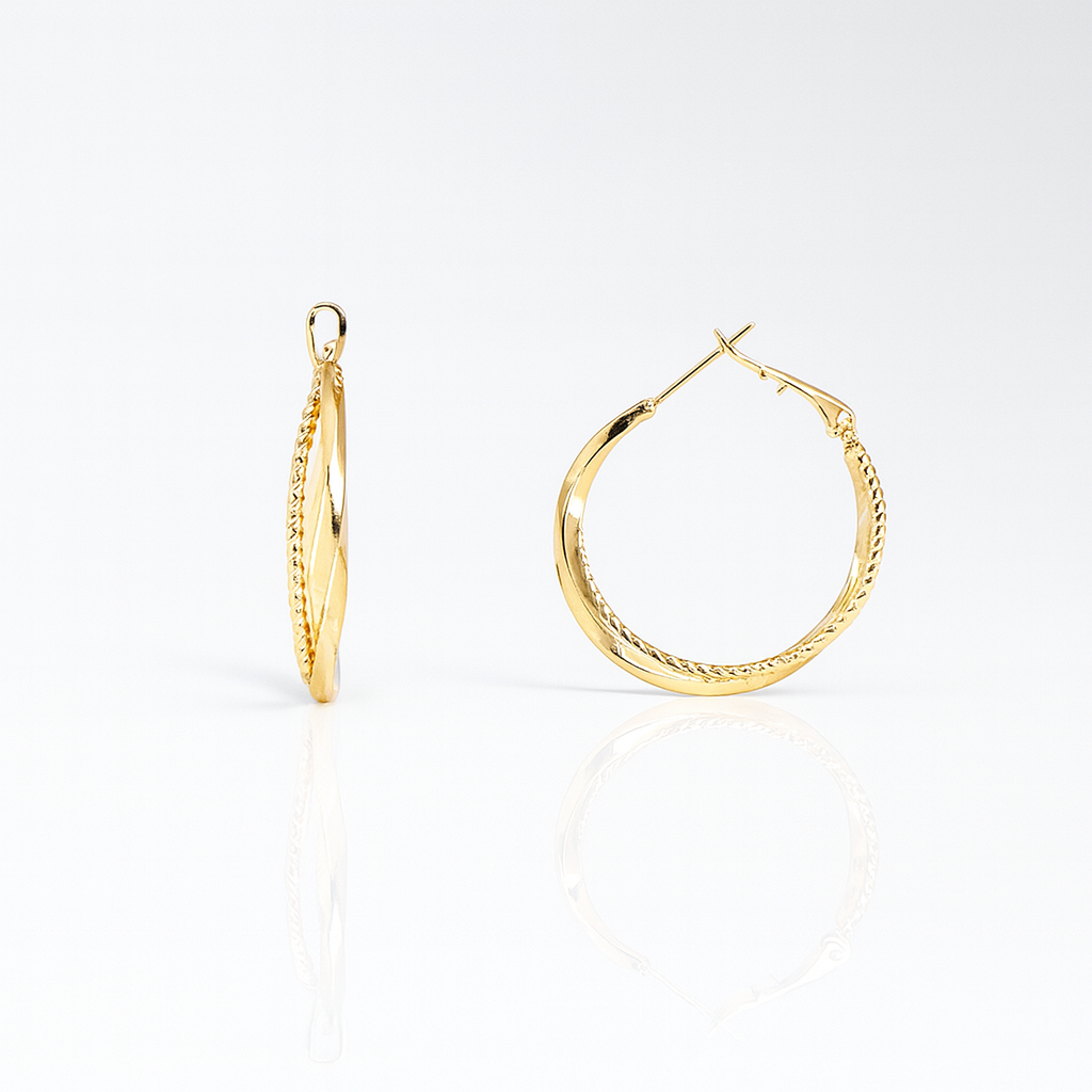 Sedy Jewelry Gold Plated Twisted Hoop Earrings, 30mm Elegant Hoops