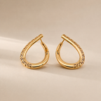 Rose Gold Plated Greek Key Hoop Earrings 30 mm | Oval Hoop Earrings | Hypoallergenic
