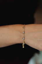 Sedy Jewelry Gold Plated Bracelet with CZ Charms, Adjustable 16+5 cm