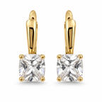 Cushion Cut CZ Leverback Earrings – Gold Plated, Four Colours