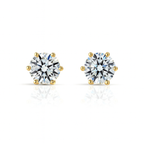 Gold Plated Round CZ Stud Earrings, 8mm, Hypoallergenic Post