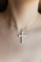 Gold Plated CZ Necklace – 45 cm Chain, 4.5x2.5 cm Pendant