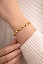 Chunky Chain Bracelet – Gold Plated Oval Links, 18 cm