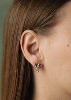 Sedy Jewelry Gold Plated Butterfly Stud Earrings with Pink CZ Stone – 1.5cm