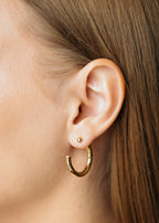 Gold Plated / White Gold Plated Open Hoop Earrings | C Shape