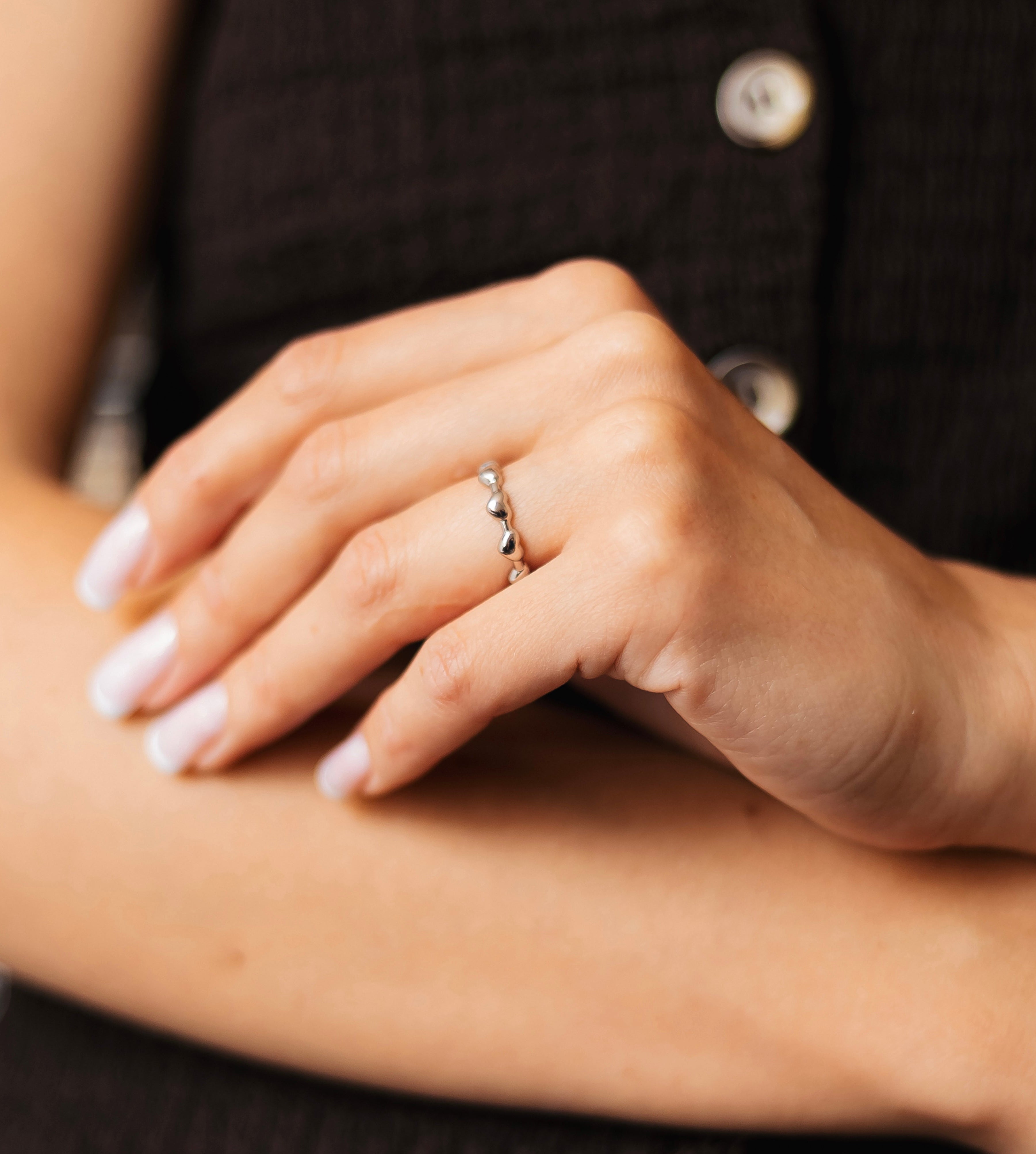 Heart Band Ring – Rhodium Plated Adjustable Silver Ring