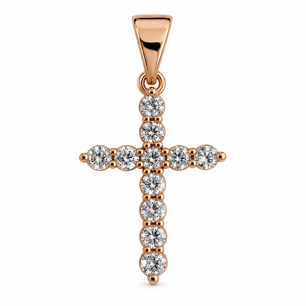 Gold-Plated CZ Pendant – Silver or Rose Gold Colour, 2.5 cm