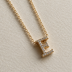 Personalized Initial Letter Necklace in 925 Sterling Silver | Gold Plated CZ Alphabet Pendant | 40+5 cm