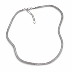 Sterling Silver Snake Chain Necklace 4mm | Rhodium Plated 925 Silver Chain | 40+5 cm | Hypoallergenic Minimalist Necklace for Women