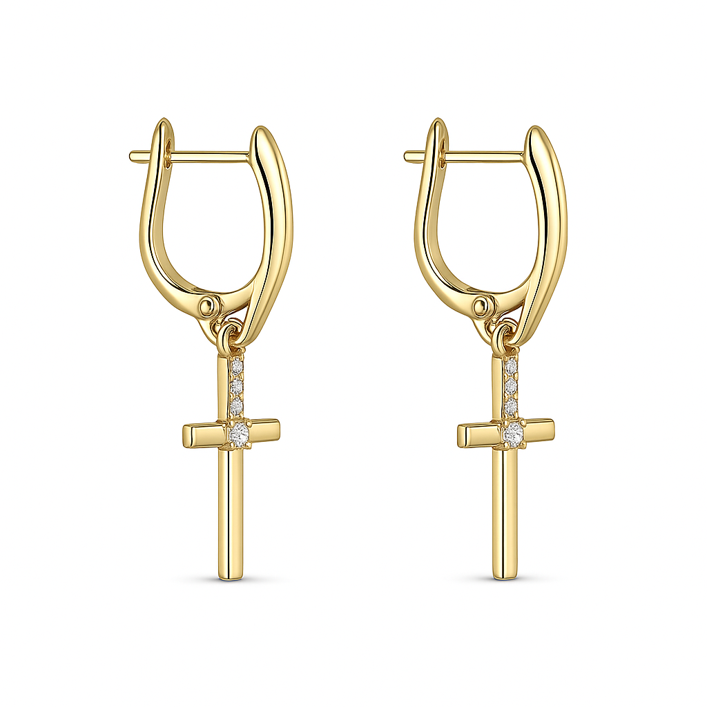 Drop Earrings with CZ | Gold Plated Earrings 3.5 cm