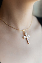 Gold Plated CZ Necklace – 45 cm Chain, 4.5x2.5 cm Pendant