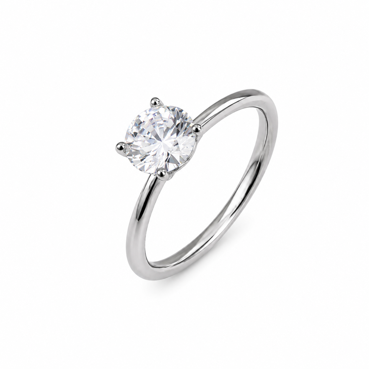 Stainless Steel Solitaire Ring with CZ Stone