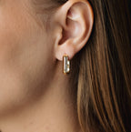 CZ Huggie Earrings | Gold Plated Huggie Hoops 1.7 cm