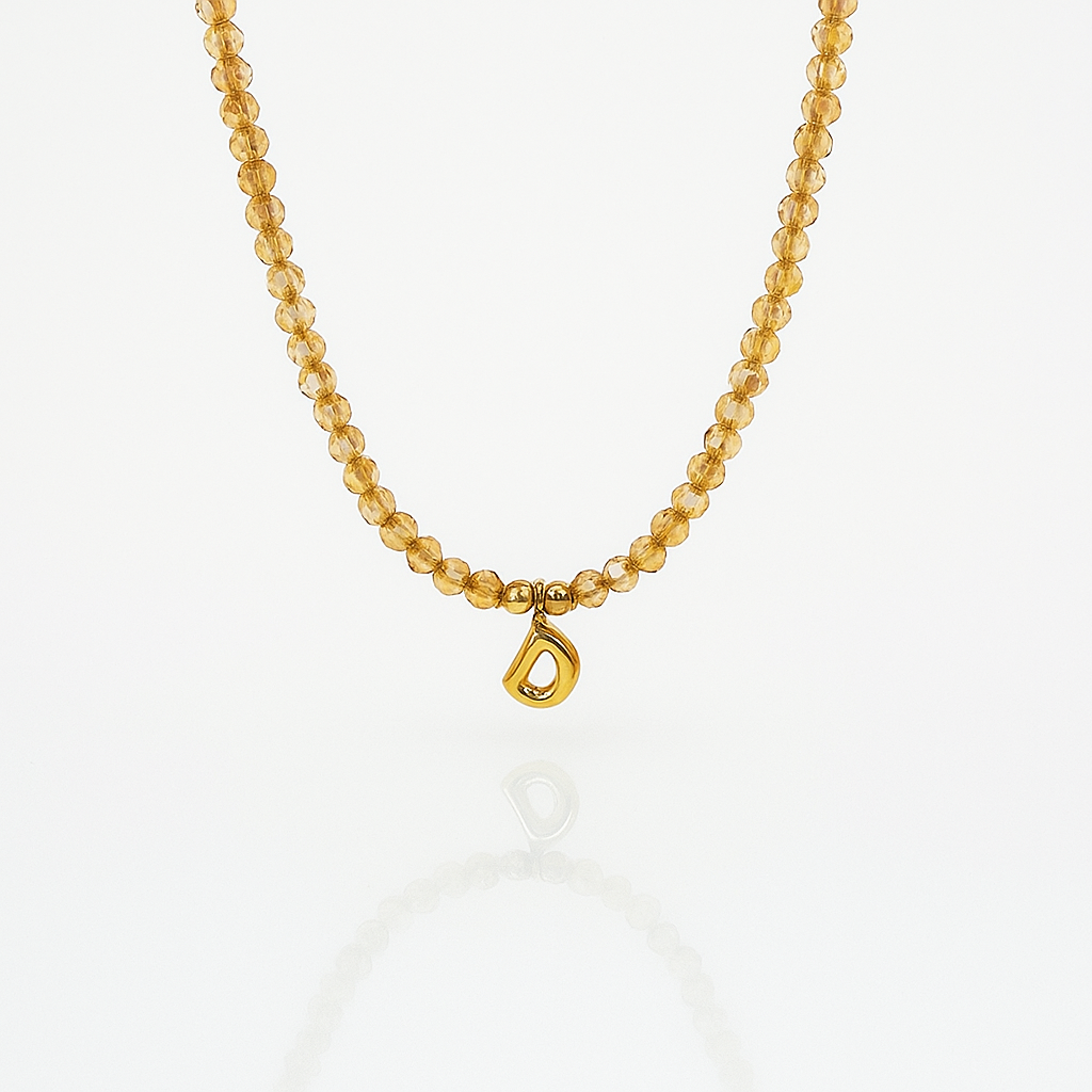 Beaded Necklace with Czech Glass and Stainless Steel – 45+5cm