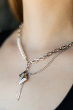 White Gold Plated Pearl Chain Necklace – Hypoallergenic Statement Necklace 45+5 cm / 17.7”+2”